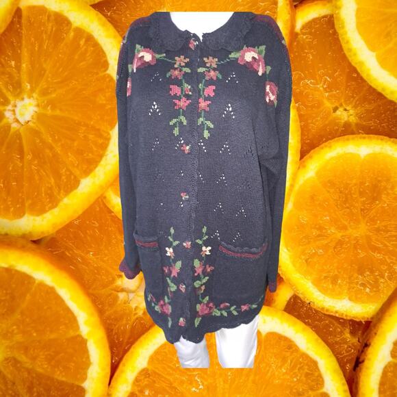 Vintage Capacity Grandma‎ Chic Button Up Sweater with Front Pockets Size L - Picture 9 of 9